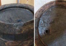 La bajante del río dejó al descubierto un barril igual al de los barcos piratas