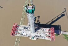 Puente Héroes del Chaco llegó a su punto más alto y ya se encara otra parte de la estructura