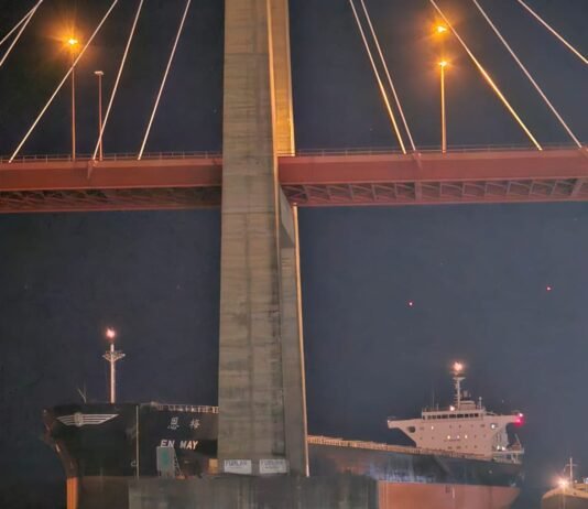 Buque granelero liberiano colisiona contra pilar del puente Zárate – Brazo Largo