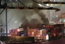 Incendio en buque portacontenedores moviliza un amplio operativo en el Puerto de Los Ángeles
