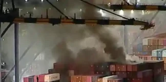Incendio en buque portacontenedores moviliza un amplio operativo en el Puerto de Los Ángeles