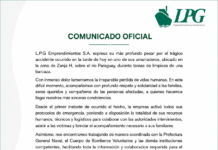 L.P.G. Emprendimientos S.A. expresa su profundo pesar y reafirma su colaboración tras el trágico accidente en el río Paraguay
