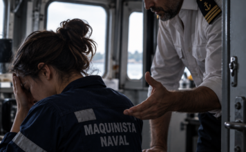 Maquinista naval argentina denuncia violencia, abuso y hostigamiento laboral a bordo de una embarcación